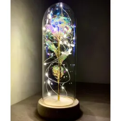 Wieczna róża w szkle prezent led świecąca pudełko drewniana podst.-5907451356838
