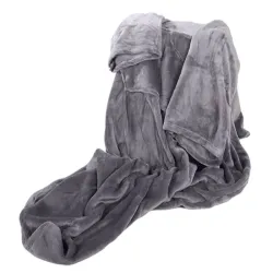 Koc xxl 140x200cm szary z rękawami polar ciepła bluza szlafrok-5907451339084-64946