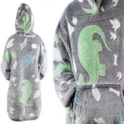 Ciepła bluza szary kocyk dla dziecka junior 2w1 świecąca w ciemności-5907451339060-64955