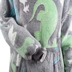 Ciepła bluza szary kocyk dla dziecka junior 2w1 świecąca w ciemności-5907451339060-64957