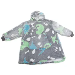 Ciepła bluza szary kocyk dla dziecka junior 2w1 świecąca w ciemności-5907451339060-64958