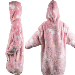 Ciepła bluza różowy kocyk dla dziecka junior 2w1 świecący w ciemności-5907451339053-64977