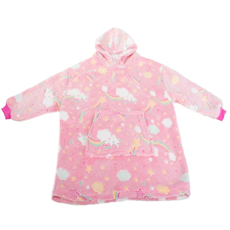Ciepła bluza różowy kocyk dla dziecka junior 2w1 świecący w ciemności-5907451339053-64982