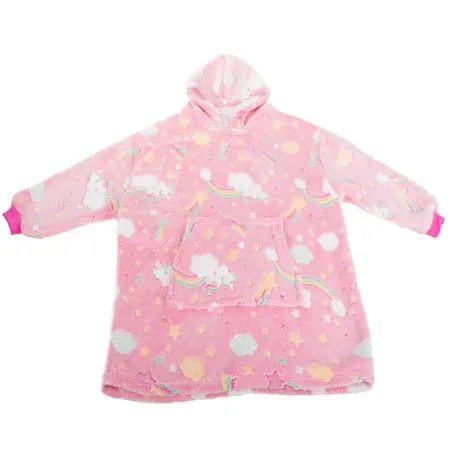 Ciepła bluza różowy kocyk dla dziecka junior 2w1 świecący w ciemności-5907451339053