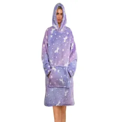 Ciepły futrzak xxl 2w1 fioletowa bluza koc oversize świecący w nocy-5907451339046-65000