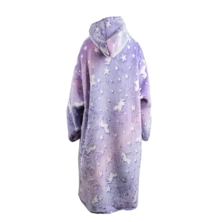 Ciepły futrzak xxl 2w1 fioletowa bluza koc oversize świecący w nocy-5907451339046