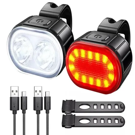 Lampka rowerowa światło przód tył led na rower kierownicę mocna usb jasna-5907451358139