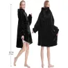 Ciepła bluza xxl 2w1 czarna koc oversize gruba futrzak na chłodne dni-5907451338919