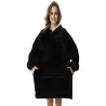 Ciepła bluza xxl 2w1 czarna koc oversize gruba futrzak na chłodne dni-5907451338919