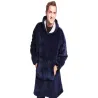 Ciepła bluza xxl 2w1 granatowa koc oversize gruba futrzak na chłód-5907451338926