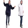 Ciepła bluza xxl 2w1 granatowa koc oversize gruba futrzak na chłód-5907451338926