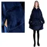 Ciepła bluza xxl 2w1 granatowa koc oversize gruba futrzak na chłód-5907451338926