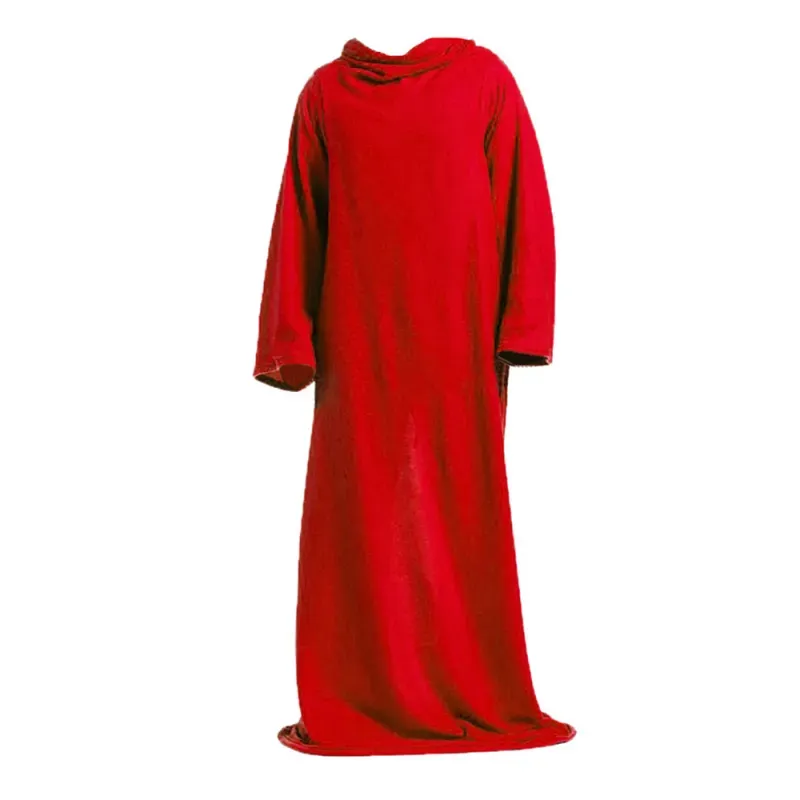 Koc z rękawami xxl czerwony polar ciepła bluza szlafrok podomka-5907451305263