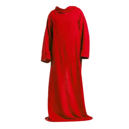 Koc z rękawami xxl czerwony polar ciepła bluza szlafrok podomka-5907451305263