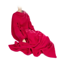 Koc z rękawami xxl czerwony polar ciepła bluza szlafrok podomka-5907451305263