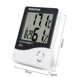 Termometr elektroniczny lcd wewnętrznej wbudowany zegar data i alarm-5907451300626