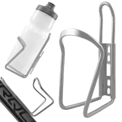 Uchwyt do roweru aluminiowy srebrny koszyk na bidon butelkę napój-5907451356050