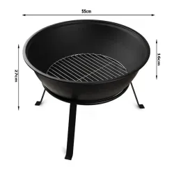 Palenisko ogrodowe misa 55cm zestaw pogrzebacz stojak ruszt grill-5907451351864