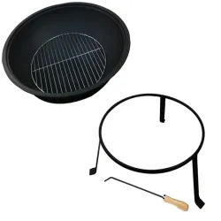 Palenisko ogrodowe misa 55cm zestaw pogrzebacz stojak ruszt grill-5907451351864