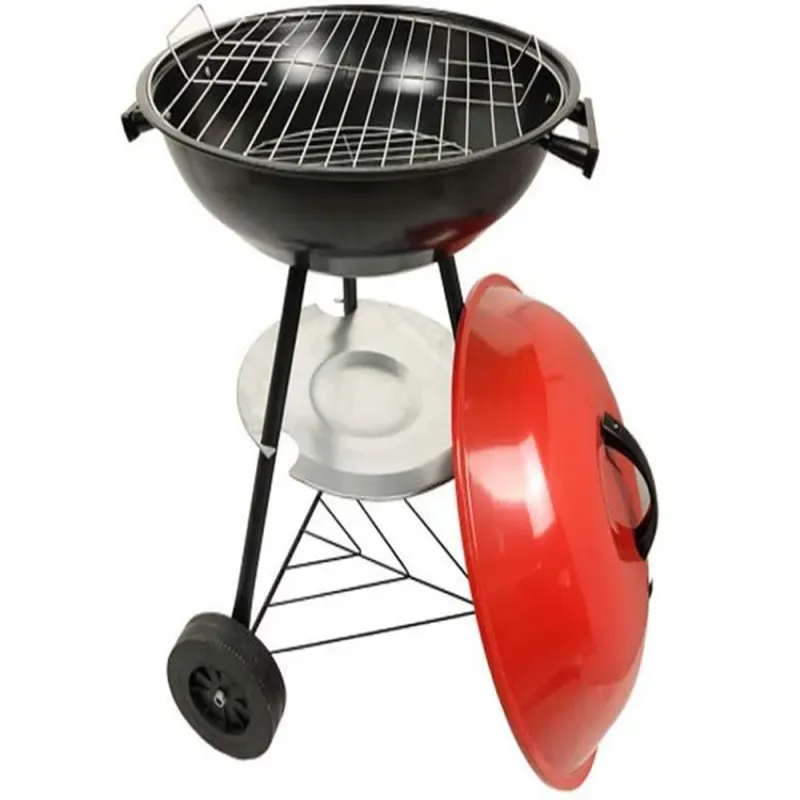 Grill węglowy ogrodowy kółka pokrywa okrągły zamykany przenośny-5907451351840