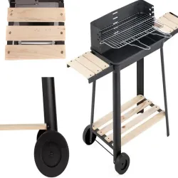 Grill ogrodowy duży węglowy bbq regulowany ruszt półki koła przenośny-5907451351796
