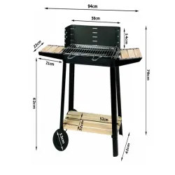 Grill ogrodowy duży węglowy bbq regulowany ruszt półki koła przenośny-5907451351796