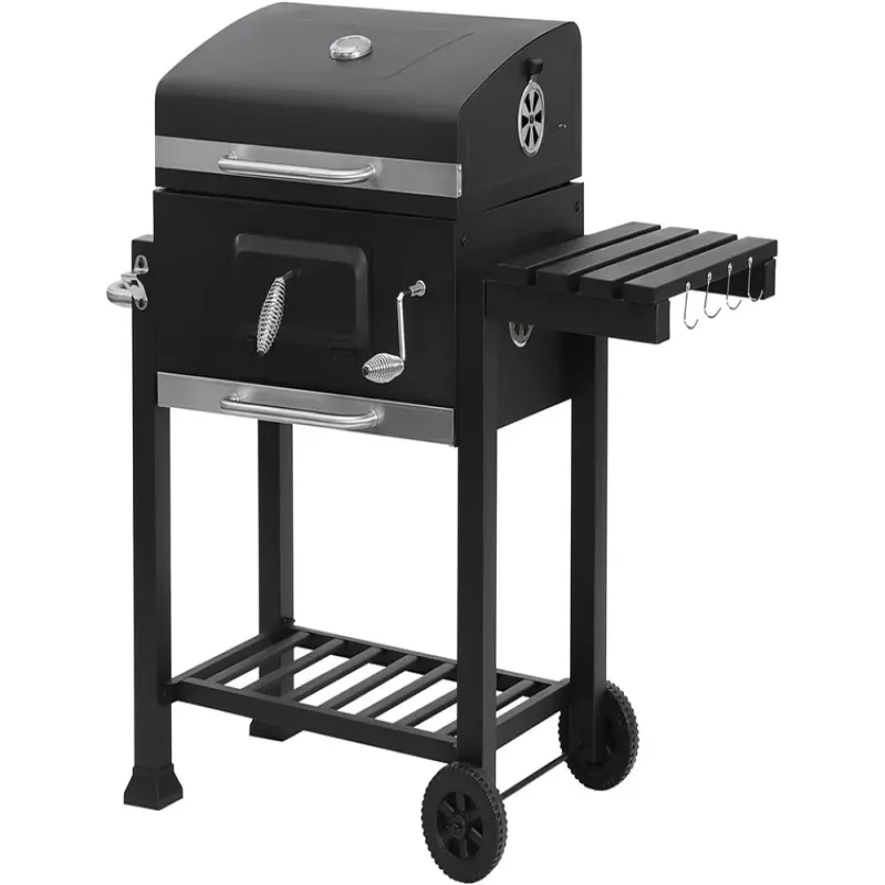 Grill węglowy ogrodowy dwa ruszty termometr pokrywa półka popielnik-5907451351772