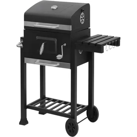 Grill węglowy ogrodowy dwa ruszty termometr pokrywa półka popielnik-5907451351772