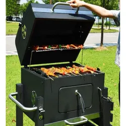 Grill węglowy ogrodowy dwa ruszty termometr pokrywa półka popielnik-5907451351772