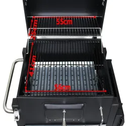 Grill węglowy ogrodowy dwa ruszty termometr pokrywa półka popielnik-5907451351772
