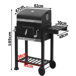Grill węglowy ogrodowy dwa ruszty termometr pokrywa półka popielnik-5907451351772