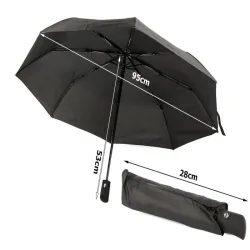 Parasol 95/53cm parasolka składana automatyczna elegancka czarna-5907451329610