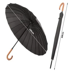 Parasol rządowy duży elegancki wytrzymały xxl 24 druty włókno czarny-5907451329436
