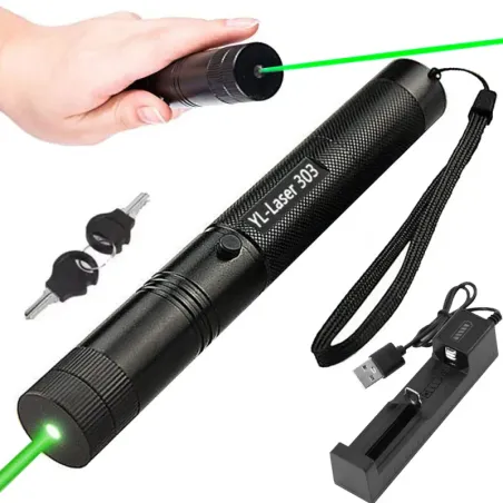 Wskaźnik laserowy laser zielony punktowy mocny zestaw z ładowarką-5907451337332