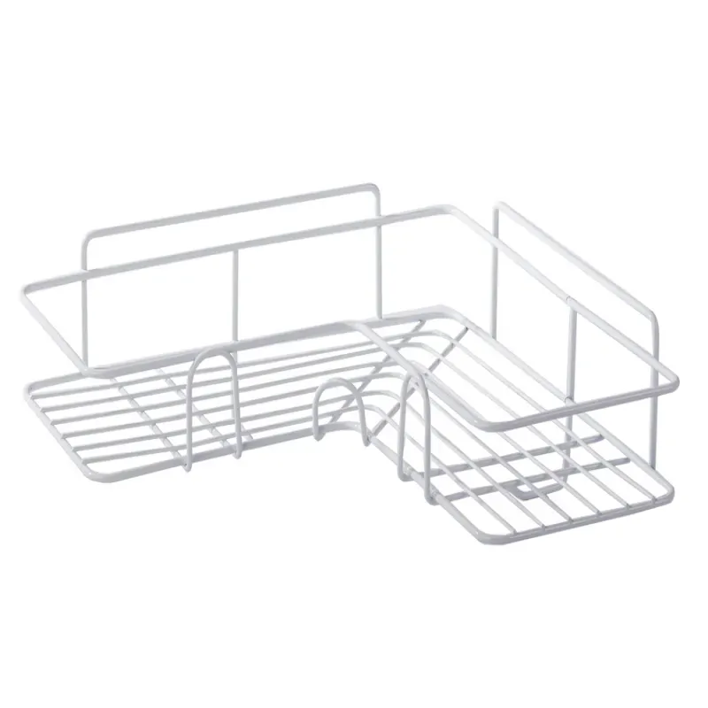 Półka łazienkowa do łazienki pod prysznic narożna wisząca haczyk biała-5907451371480