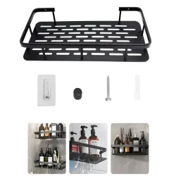 Półka do łazienki pod prysznic do kuchni loft wisząca metalowa czarna-5907451358771