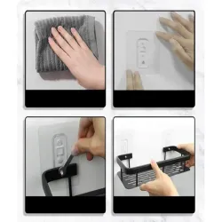 Półka do łazienki pod prysznic do kuchni loft wisząca metalowa czarna-5907451358771