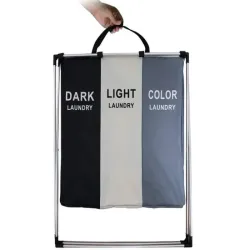 Składany kosz na pranie 135L 3 komorowy organizer wolno stojący-5907451347591