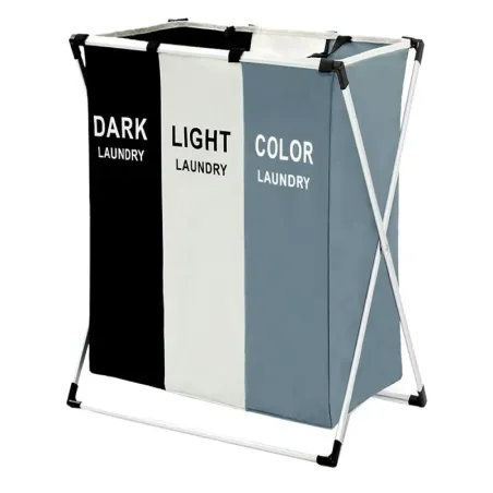 Składany kosz na pranie 135L 3 komorowy organizer wolno stojący-5907451347591