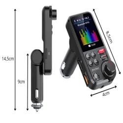 Transmiter bluetooth 5.0 fm zestaw głośnomówiący usb qc tf bass lcd-5907451369715