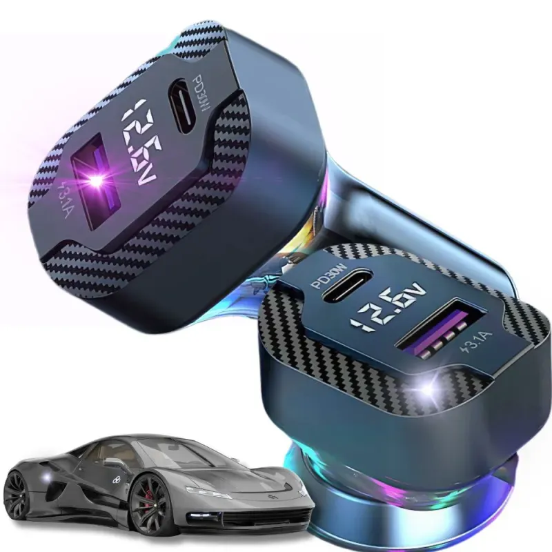 Szybka ładowarka samochodowa usb-c 30w i usb-a 15w PD 3.0 i QC 3.0-5907451363614