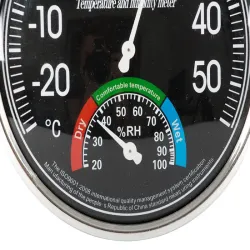 Termometr higrometr pokojowy analogowy duży czarny 13 cm średnicy-5907451345252