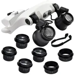 Lupa okulary zegarmistrzowskie z podświetleniem 2 led 25x 20x 15x 10x-5907451344460