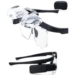 Okulary powiększające podświetlenie led lupa nagłowna z soczewkami-5907451344446