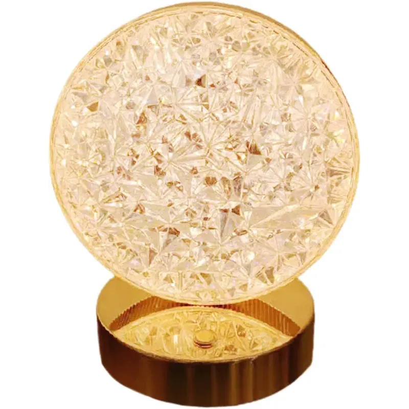 Lampa stołowa LED kryształowa metalowa złota dotykowa 3-barwy CCT USB-6921580382154