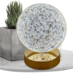 Lampa stołowa LED kryształowa metalowa złota dotykowa 3-barwy CCT USB-6921580382154