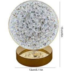 Lampa stołowa LED kryształowa metalowa złota dotykowa 3-barwy CCT USB-6921580382154