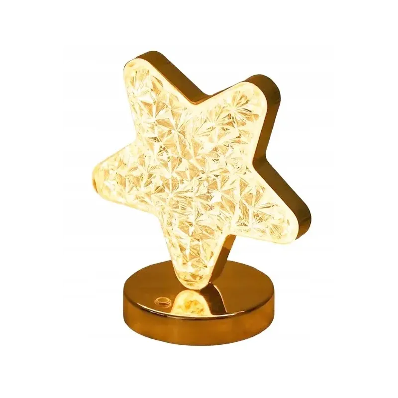 Lampa stołowa LED kryształowa gwiazda złota dotykowa 3-barwy CCT USB-5907085551128