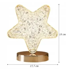 Lampa stołowa LED kryształowa gwiazda złota dotykowa 3-barwy CCT USB-5907085551128