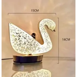 Lampa stołowa LED kryształowa złoty łabędź dotykowa 3-barwy CCT USB-6921580382161